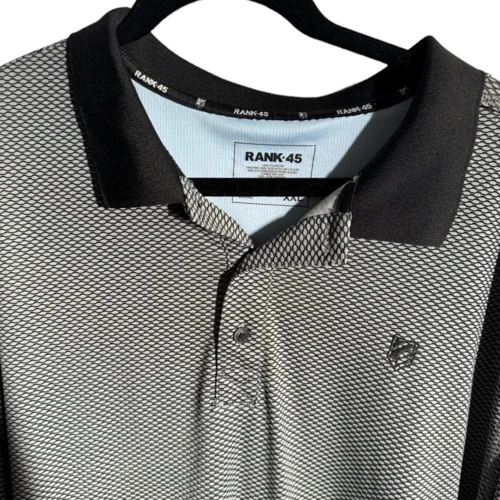 RANK‎ 45 Polo Shirt Mens XXLarge Woven Performace Collared Short Sleeve - Picture 2 of 9